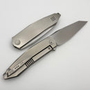 We Knife Tally Polished Bead Blasted Titanium Handle w/ Hand Satin M390 WE23090-2