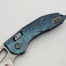 Microtech Marfione Select Manual Stitch RAM LOK Titanium Handles & Stonewash M390MK w/ Double Vapor Blast & Blue Accents 169RL-10MS2 (In House Modified)