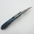 Microtech Marfione Select Manual Stitch RAM LOK Titanium Handles & Stonewash M390MK w/ Double Vapor Blast & Blue Accents 169RL-10MS2 (In House Modified)
