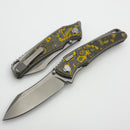 Hawk Designs Talon Neon Orange Carbon Overlay Brightwashed Titanium Handles & Brightwashed M390