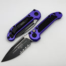Microtech Knives LUDT Gen III Black Partial Serrated S/E w/ Purple Handle 1135-2PU