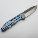 We Knife Gunwale Blue Terrain Titanium Handle w/ Hand Satin M390 WE24048-3