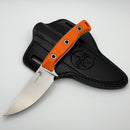 Microtech Akris w/ Ember G-10 Handles & Stonewash M390MK w/ Black Leather Sheath 95-10EM-2