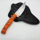 Microtech Akris w/ Ember G-10 Handles & Stonewash M390MK w/ Black Leather Sheath 95-10EM-2
