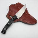 Microtech Akris w/ Black G-10 Handles & Stonewash M390MK w/ Black Cherry Leather Sheath 95-10BK-3