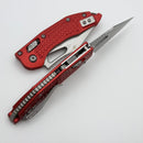 Microtech Knives Manual M-Stitch RAM LOK Red Frag Aluminum Handles & Stonewash M390MK 169MRL-10FRRD