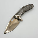Heretic Custom Medusa M/A Titanium w/ Aletai Meteorite Inlays & Bronze Cracked Ice Tanto M390
