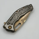 Heretic Custom Medusa M/A Titanium w/ Aletai Meteorite Inlays & Bronze Cracked Ice Tanto M390