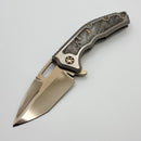 Heretic Custom Medusa M/A Titanium w/ Aletai Meteorite & Inset Gold Inlay & Bronze Cracked Ice Tanto M390