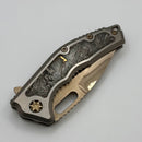 Heretic Custom Medusa M/A Titanium w/ Aletai Meteorite & Inset Gold Inlay & Bronze Cracked Ice Tanto M390