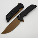 Pro-Tech Mordax Black Handles w/ Black Lip Pearl Button & Tan PVD MagnaCut SHOT26.Mordax.1