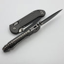 Microtech Knives LUDT Ram-Lok w/ Natural Clear Frag Handle & Black Drop Point 1135RL-1FRNC