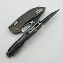 Microtech Knives Manual M-Stitch RAM LOK Natural Clear Frag Aluminum Handles & Black M390MK 169MRL-1FRNC