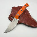 Microtech Akris w/ Ember G-10 Handles & Stonewash M390MK w/ Black Cherry Leather Sheath 95-10EM-3