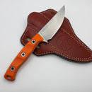 Microtech Akris w/ Ember G-10 Handles & Stonewash M390MK w/ Black Cherry Leather Sheath 95-10EM-3