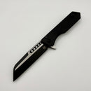 Pre-Owned Heretic Knives M/A Jinn Flipper w/ Black Aluminum Handles & 2 Tone Black MagnaCut