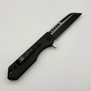 Pre-Owned Heretic Knives M/A Jinn Flipper w/ Black Aluminum Handles & 2 Tone Black MagnaCut