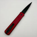 Pre-Owned Pro-Tech Godfather Red Handle w/ Black Lip Pearl Button & Black 154-CM Blade