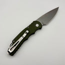 Pre-Owned Pro-Tech TR-5 Green Feather Handle w/ Mosaic Pin Button & Stonewash S35VN