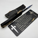 Marfione Custom Knives Combat Troodon LT Gen III Blued Baker Forge Wavy Coppermai Damascus D/E w/ Black Handle & Bronze Hardware