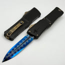 Marfione Custom Knives Combat Troodon LT Gen III Blued Baker Forge Coppermai Damascus D/E w/ Black Handle & Bronzed Hardware