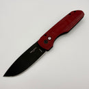 Pre-Owned Pro-Tech Vero Designs Synapse Auto w/ Red Linen Micarta/Aluminum Handle & Black Lip Pearl Button w/ DLC MagnaCut