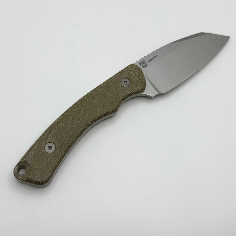 Tactile Knife Redhawk Fixed Blade w/ Tumbled MagnaCut & Green Micarta Handles