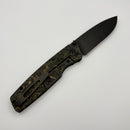 Pre-Owned Custom Knife Factory Lex w/ Yellow Carbon Fiber Handles & Blackwash M398