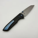 Pre-Owned Chaves Knives Brad Blount The Arrestor 229 Black Knurled Aluminum Handles w/ Blue Ti Hardware & Stonewash 154CM - Blue Label