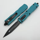 Microtech Dirac Delta Cyan Handle w/ D/E Black Tactical Standard 227-1CN