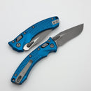 Microtech Amphibian Mini RAM LOK Blue Frag Aluminum & Apocalyptic M390MK 137MRL-10APFRBL