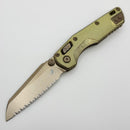 Microtech Marfione Select MSI RAM LOK Mini Fluted Antique Gold w/ Bronze Accent & Full Serrated Bronze M390MK 210M-15FLMS4