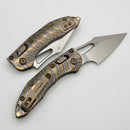Marfione Select Manual M-Stitch RAM LOK Slab Side Flamed Titanium Handles w/ Bronze Accents & Stonewash M390MK 169MRL-10MS7
