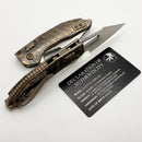 Marfione Select Manual M-Stitch RAM LOK Slab Side Flamed Titanium Handles w/ Bronze Accents & Stonewash M390MK 169MRL-10MS7
