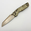 Microtech Marfione Select MSI RAM LOK Mini Slab Antique Gold w/ Bronze Accent & Full Serrated Bronze M390MK 210M-15MS4