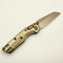 Microtech Marfione Select MSI RAM LOK Mini Slab Antique Gold w/ Bronze Accent & Full Serrated Bronze M390MK 210M-15MS4