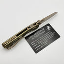 Microtech Marfione Select MSI RAM LOK Mini Slab Antique Gold w/ Bronze Accent & Full Serrated Bronze M390MK 210M-15MS4