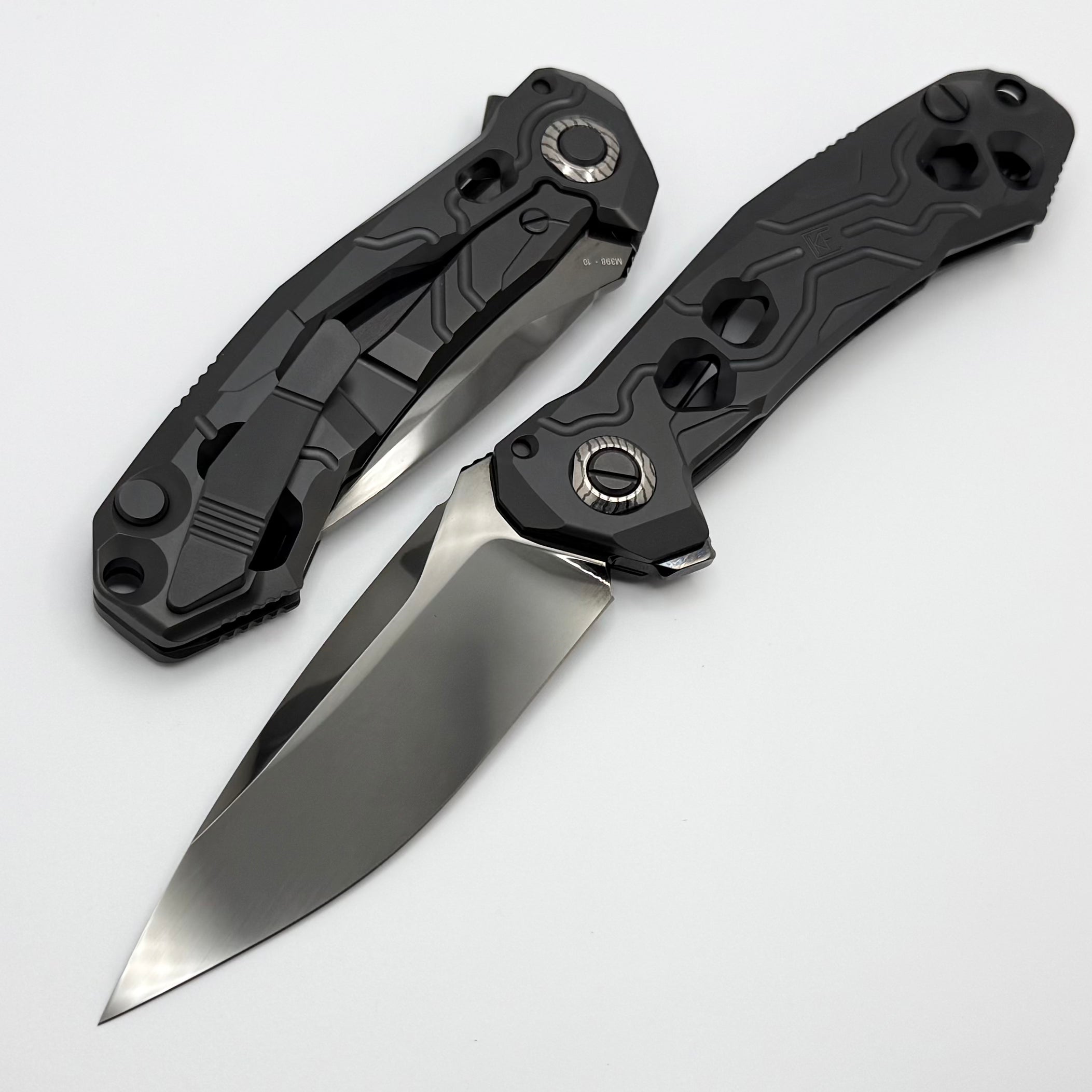 Custom Knife Factory T25 DLC Milled Titanium Handles w/ Polished DLC M