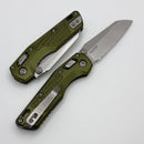 Microtech MSI RAM LOK Mini OD Green Frag Aluminum Handles w/ Part Serrated Stonewash M390MK 210M-11FROD