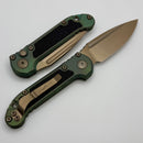 Microtech Marfione Select LUDT Gen III Antique Green Titanium Textured Inlaid Handles & Bronze S/E 1135-13MS3