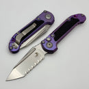 Microtech Marfione Select LUDT Gen III Purple Haze Textured Inlaid Titanium Handles w/ Purple Accents & Stonewash Full Serrated Tanto 1136-12MS10
