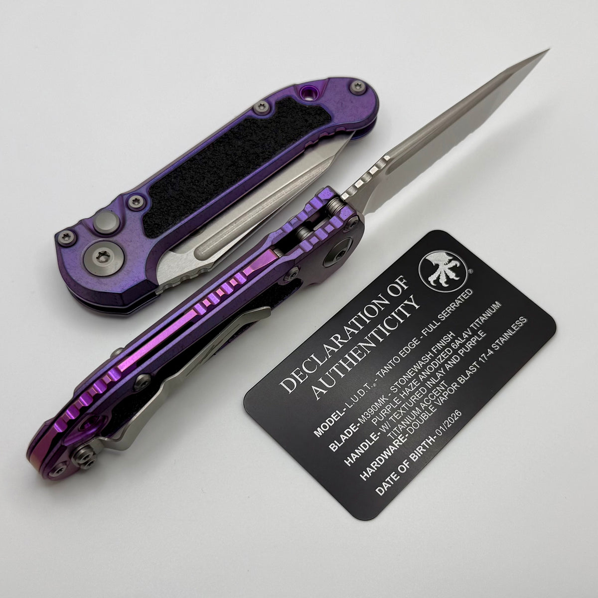 Microtech Marfione Select LUDT Gen III Purple Haze Textured Inlaid Tit