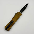 Factory Blem Microtech Knives Mini Hera Tactical Black Part Serrated D/E M390MK w/ Tan Aluminum Handle 1702M-2TA