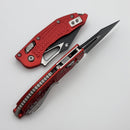 Microtech Knives Manual M-Stitch RAM LOK Red Frag Aluminum Handles & Black M390MK 169MRL-1FRRD