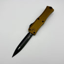 Factory Blem Microtech Knives Mini Hera Black D/E M390MK w/ Tan Handle 1702M-1TA