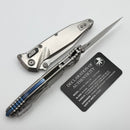 Marfione Select Microtech Socom Ram-Lok Titanium Slab Handles w/ Blue Accents & Stonewash M390MK 160RLS-10MS3