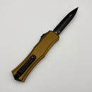 Factory Blem Microtech Knives Mini Hera Black D/E M390MK w/ Tan Handle 1702M-1TA