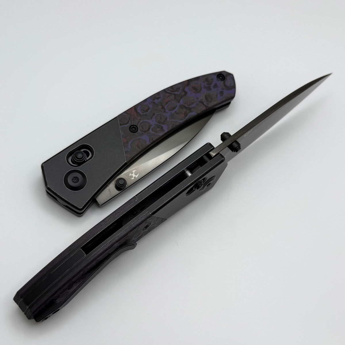 Kansept Knives Dako Titanium & Purple Haze Fat Carbon Handles w/ Polis