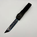Pre-Owned Microtech Marfione Select Ultratech ZBP Tanto Blued Baker Forge Icestorm Damascus w/ Hefted Black Handle 1123-16MS3