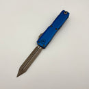 Pre-Owned Microtech UTX-70 Gen IV w/ Blue Handle & Apocalyptic Spartan M390MK 12494-10APBL